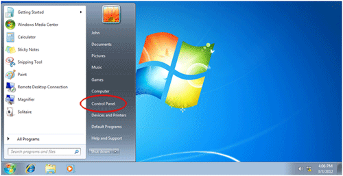 Windows 7 Start Menu, Control Panel